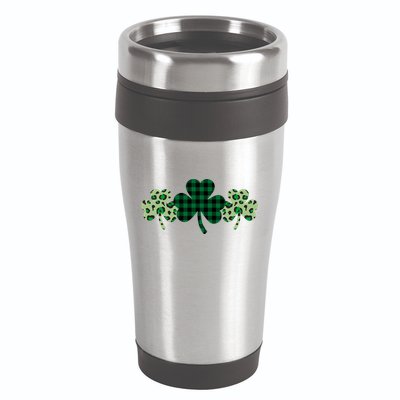 St Patricks Day Shamrock Pattern 16oz Travel Tumbler