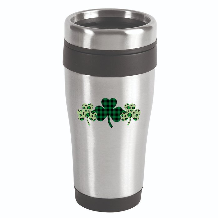 St Patricks Day Shamrock Pattern 16oz Travel Tumbler