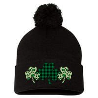St Patricks Day Shamrock Pattern Pom Pom 12in Knit Beanie