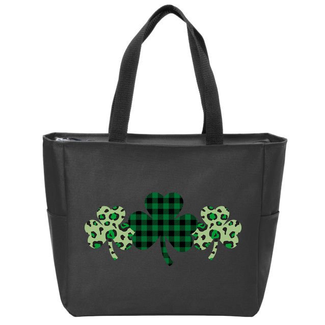 St Patricks Day Shamrock Pattern Zip Tote Bag