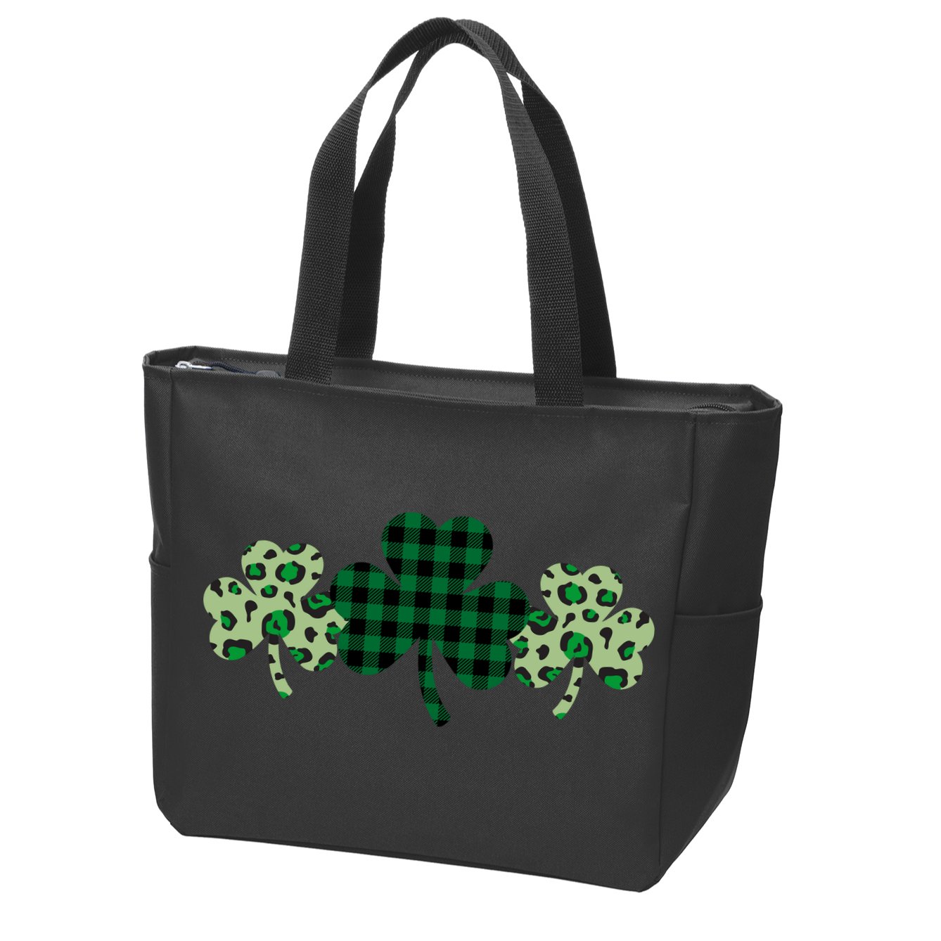 St Patricks Day Shamrock Pattern Zip Tote Bag