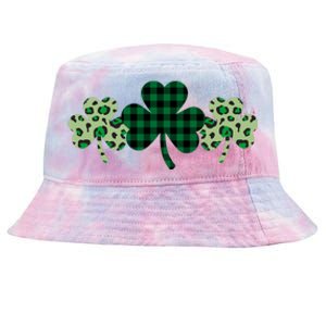 St Patricks Day Shamrock Pattern Tie-Dyed Bucket Hat