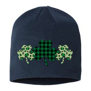 St Patricks Day Shamrock Pattern Sustainable Beanie