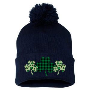 St Patricks Day Shamrock Pattern Pom Pom 12in Knit Beanie