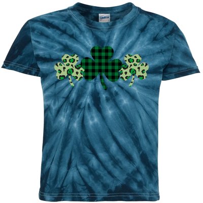 St Patricks Day Shamrock Pattern Kids Tie-Dye T-Shirt