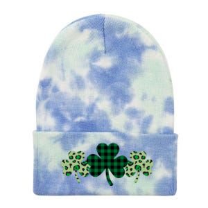 St Patricks Day Shamrock Pattern Tie Dye 12in Knit Beanie