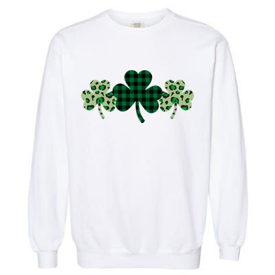 St Patricks Day Shamrock Pattern Garment-Dyed Sweatshirt