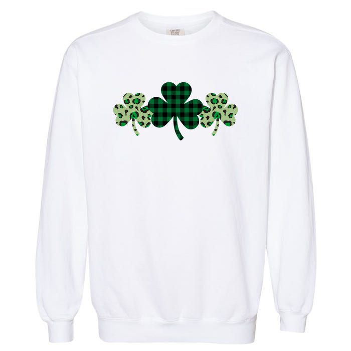 St Patricks Day Shamrock Pattern Garment-Dyed Sweatshirt