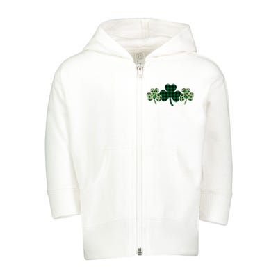 St Patricks Day Shamrock Pattern Toddler Zip Fleece Hoodie