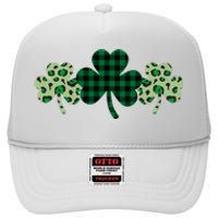 St Patricks Day Shamrock Pattern High Crown Mesh Back Trucker Hat