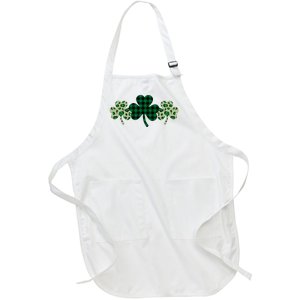 St Patricks Day Shamrock Pattern Full-Length Apron With Pockets