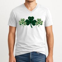 St Patricks Day Shamrock Pattern V-Neck T-Shirt