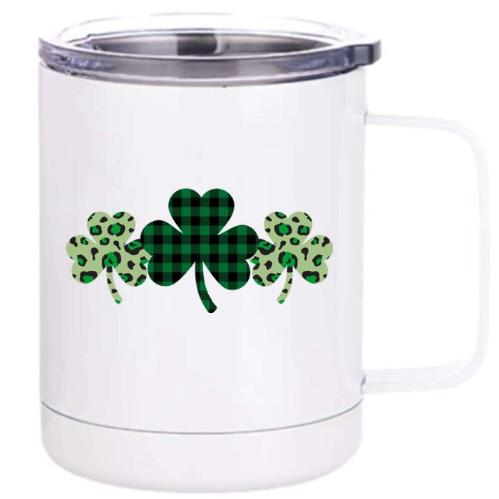 St Patricks Day Shamrock Pattern 12 oz Stainless Steel Tumbler Cup