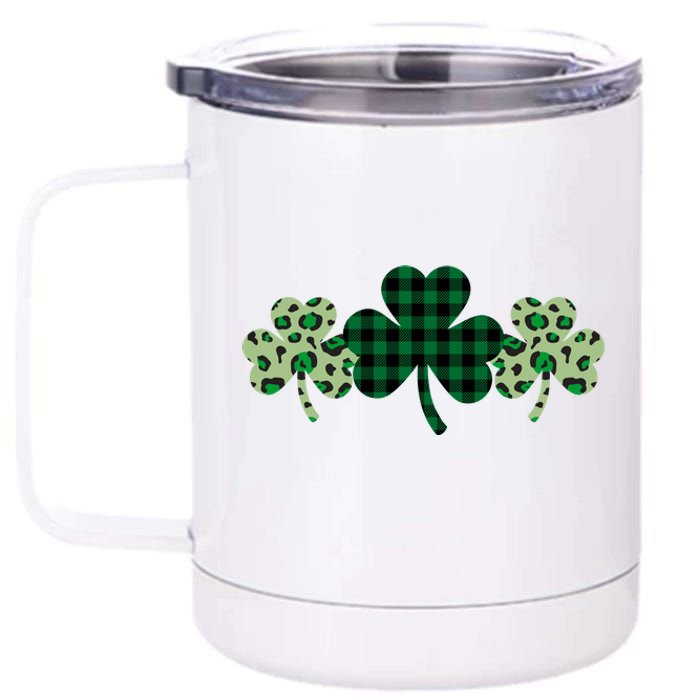 St Patricks Day Shamrock Pattern 12 oz Stainless Steel Tumbler Cup