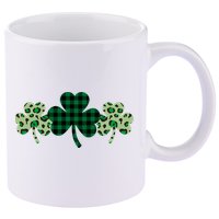 St Patricks Day Shamrock Pattern 11oz C Handle Ceramic Mug
