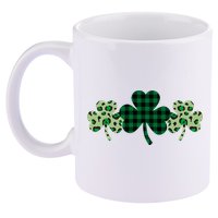 St Patricks Day Shamrock Pattern 11oz C Handle Ceramic Mug