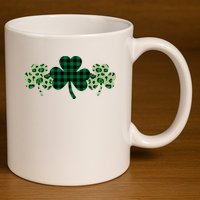 St Patricks Day Shamrock Pattern 11oz C Handle Ceramic Mug