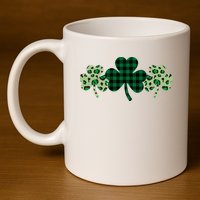 St Patricks Day Shamrock Pattern 11oz C Handle Ceramic Mug