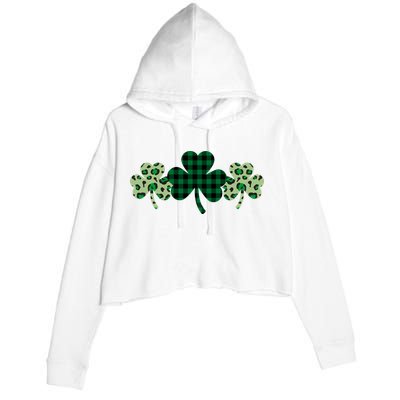 St Patricks Day Shamrock Pattern Crop Fleece Hoodie
