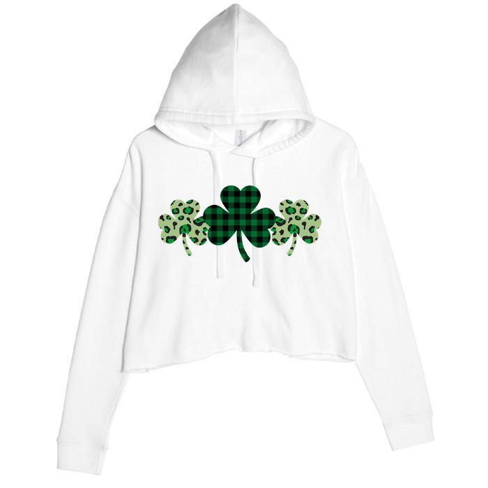 St Patricks Day Shamrock Pattern Crop Fleece Hoodie