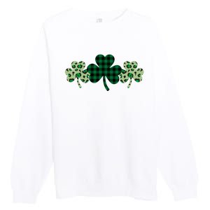 St Patricks Day Shamrock Pattern Premium Crewneck Sweatshirt