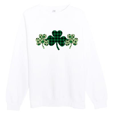 St Patricks Day Shamrock Pattern Premium Crewneck Sweatshirt