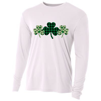 St Patricks Day Shamrock Pattern Cooling Performance Long Sleeve Crew