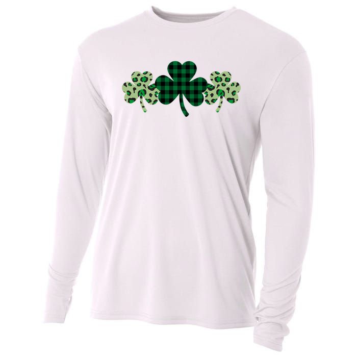 St Patricks Day Shamrock Pattern Cooling Performance Long Sleeve Crew