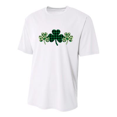 St Patricks Day Shamrock Pattern Youth Performance Sprint T-Shirt