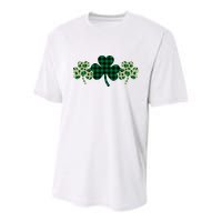 St Patricks Day Shamrock Pattern Youth Performance Sprint T-Shirt
