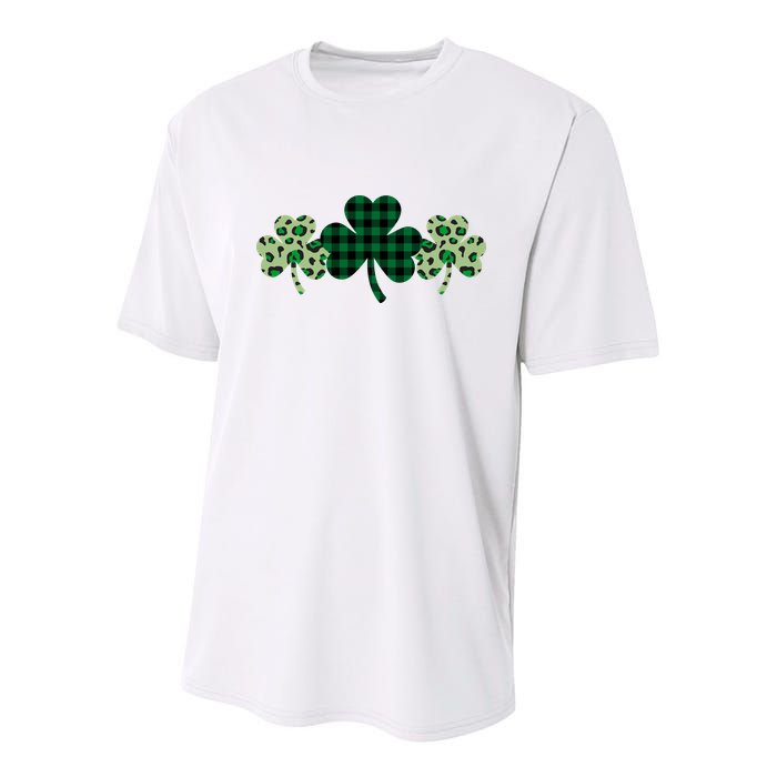 St Patricks Day Shamrock Pattern Youth Performance Sprint T-Shirt