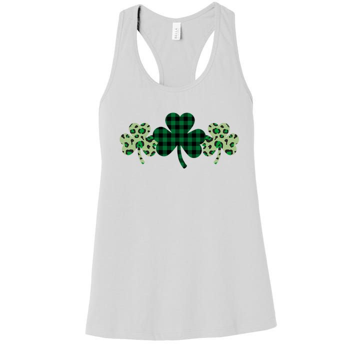 St Patricks Day Shamrock Pattern Women's Racerback Tank