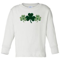 St Patricks Day Shamrock Pattern Toddler Long Sleeve Shirt