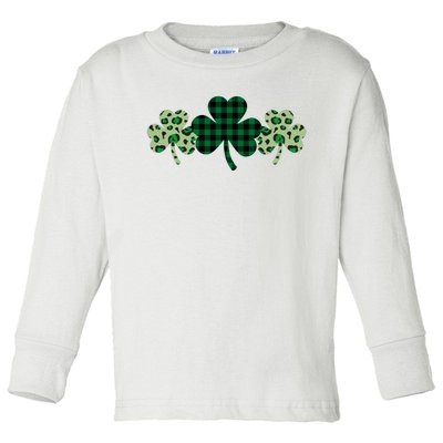 St Patricks Day Shamrock Pattern Toddler Long Sleeve Shirt