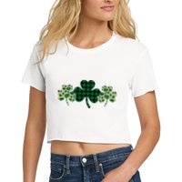 St Patricks Day Shamrock Pattern Crop Top