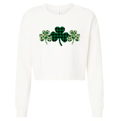 St Patricks Day Shamrock Pattern Cropped Pullover Crew