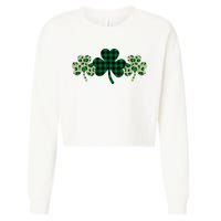 St Patricks Day Shamrock Pattern Cropped Pullover Crew
