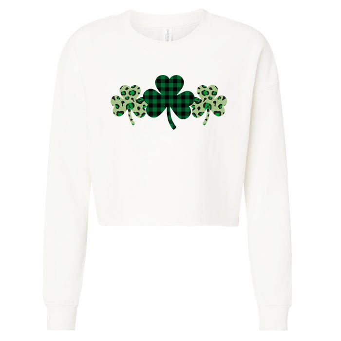 St Patricks Day Shamrock Pattern Cropped Pullover Crew