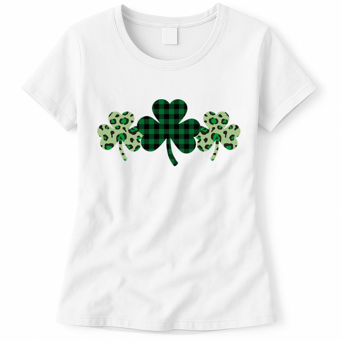 St Patricks Day Shamrock Pattern Womens T-Shirt