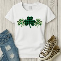 St Patricks Day Shamrock Pattern Womens T-Shirt