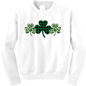 St Patricks Day Shamrock Pattern Kids Sweatshirt