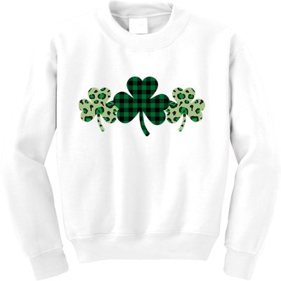 St Patricks Day Shamrock Pattern Kids Sweatshirt