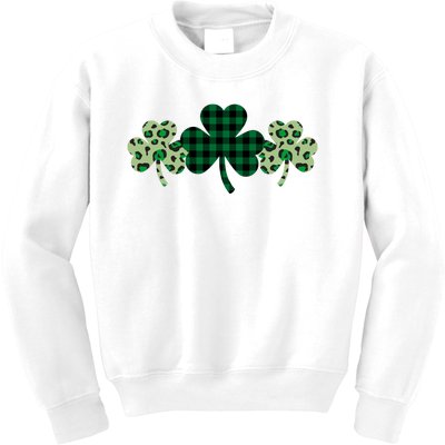 St Patricks Day Shamrock Pattern Kids Sweatshirt