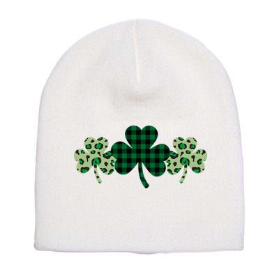St Patricks Day Shamrock Pattern Short Acrylic Beanie