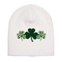 St Patricks Day Shamrock Pattern Short Acrylic Beanie