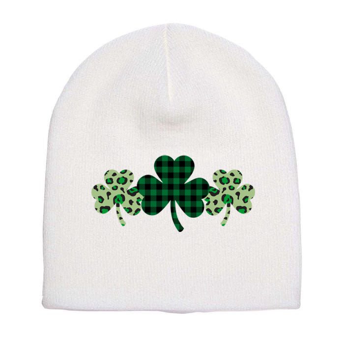 St Patricks Day Shamrock Pattern Short Acrylic Beanie