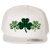 St Patricks Day Shamrock Pattern Wool Snapback Cap