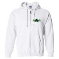 St Patricks Day Shamrock Pattern Full Zip Hoodie