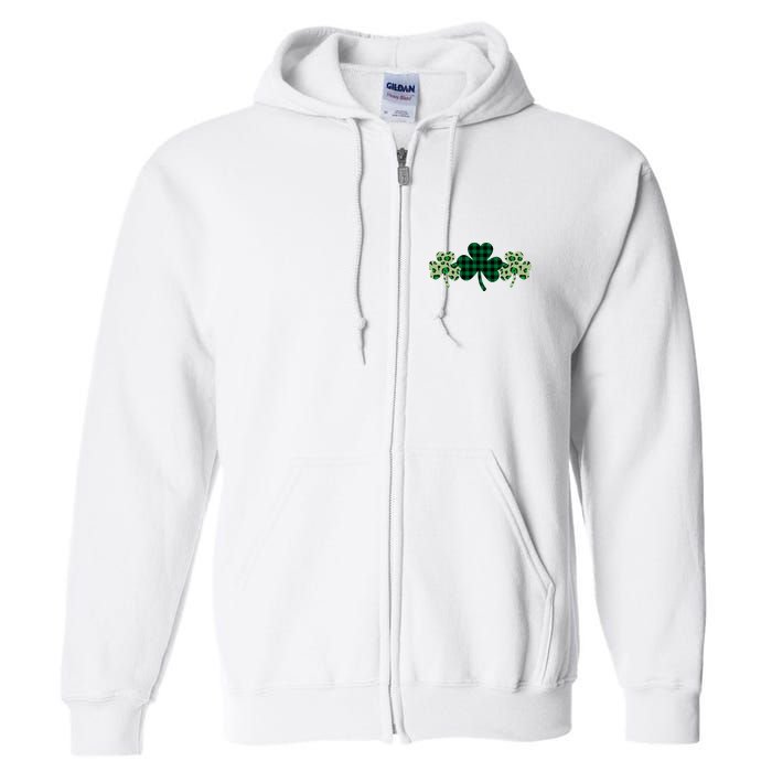 St Patricks Day Shamrock Pattern Full Zip Hoodie
