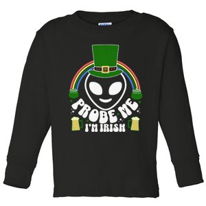 St Paddys Day I'm Irish Funny St Patricks Day Alien Toddler Long Sleeve Shirt